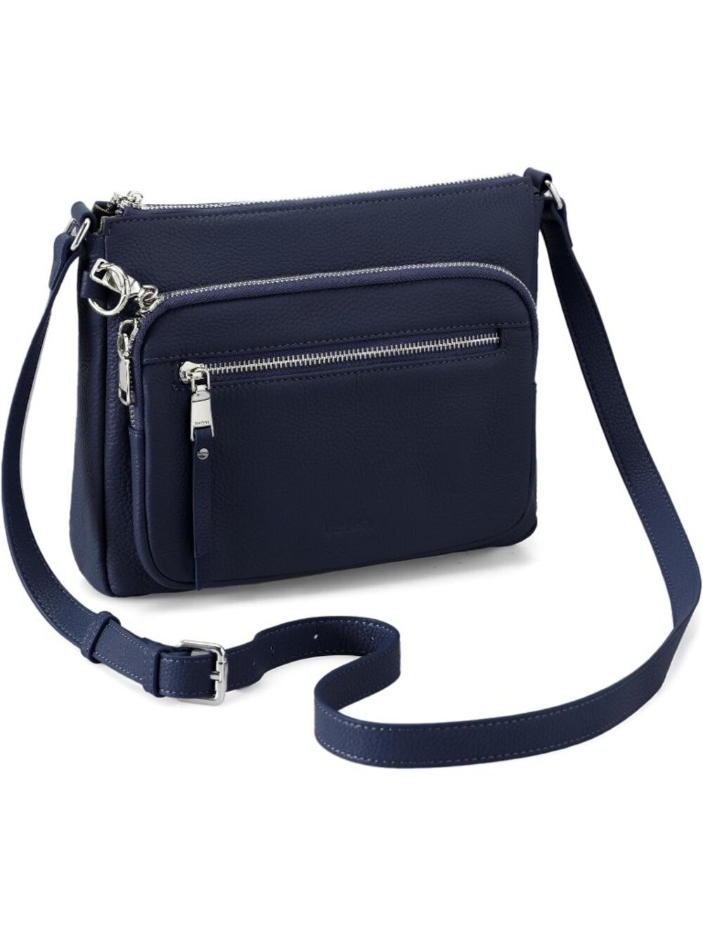 👜Women's Navy Blue Genuine Leather Anti Theft RFID Crossbody Bag Wallet Purse